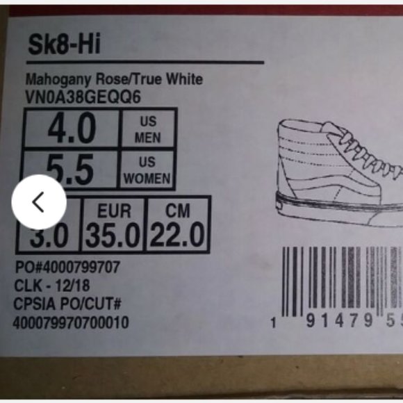 Vans Sk8-Hi Mahogany Rose/True White Men's 4/Women's 5.5 VN0A38GEQQ6 - Picture 4 of 12